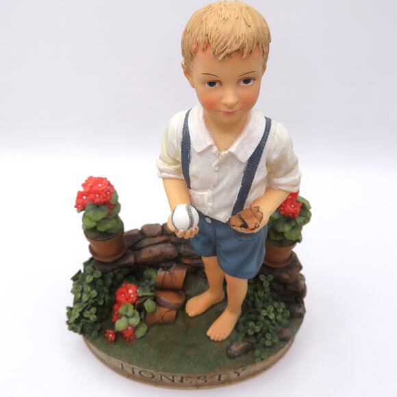 Demdaco Vintage Virtues Honesty Figurine Boy with Baseball 2003 Kathy Killip - Picture 12 of 12